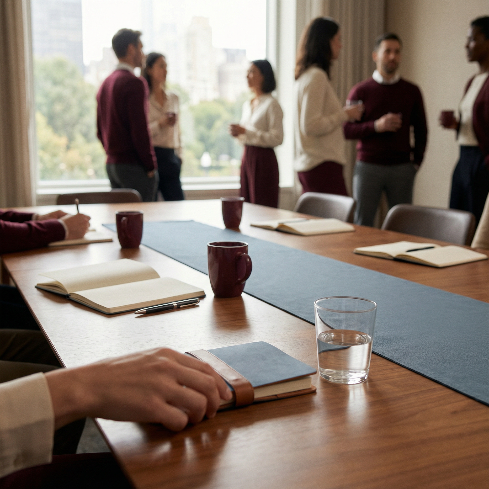 Nonprofit board members gathered around a conference table during governance orientation and fiduciary training.