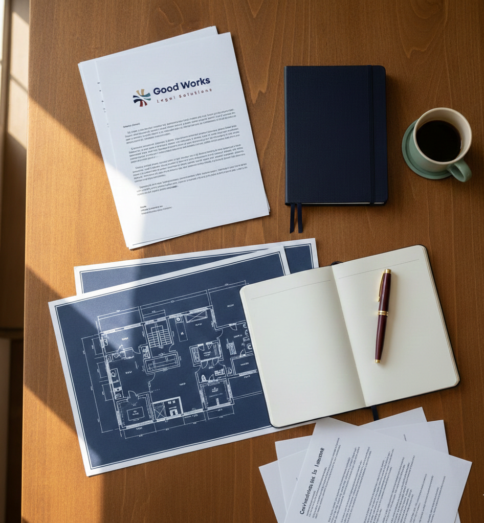 Governance blueprints and planning materials representing nonprofit bylaws architecture and structural alignment.