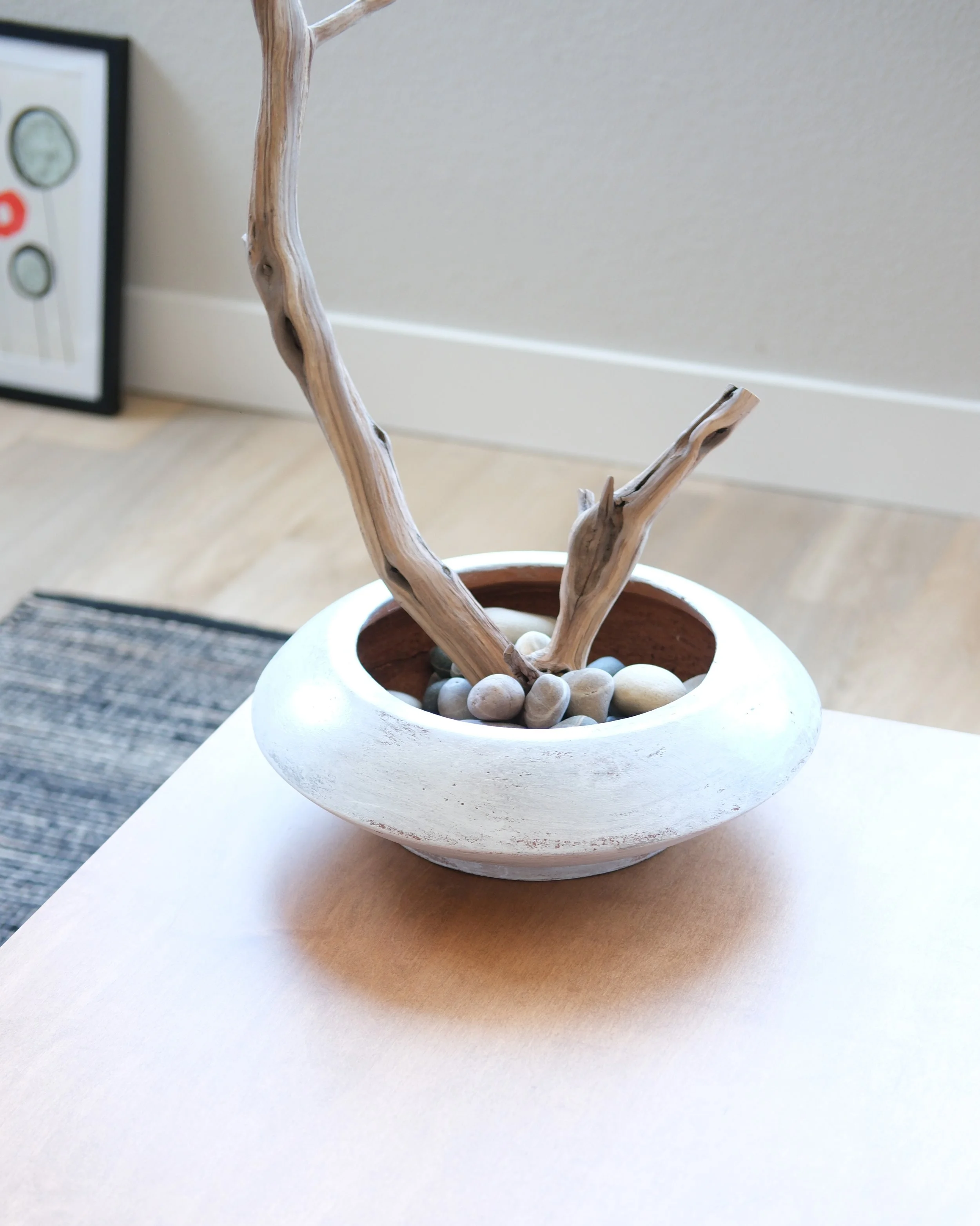 hand-painted low saucer planter