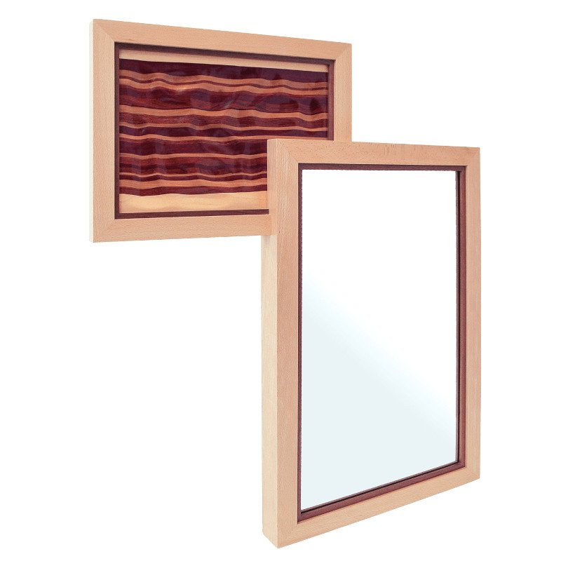 Custom made mirror with inset carving