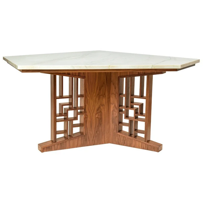 Custom made mid-century dining table with custom lattice work