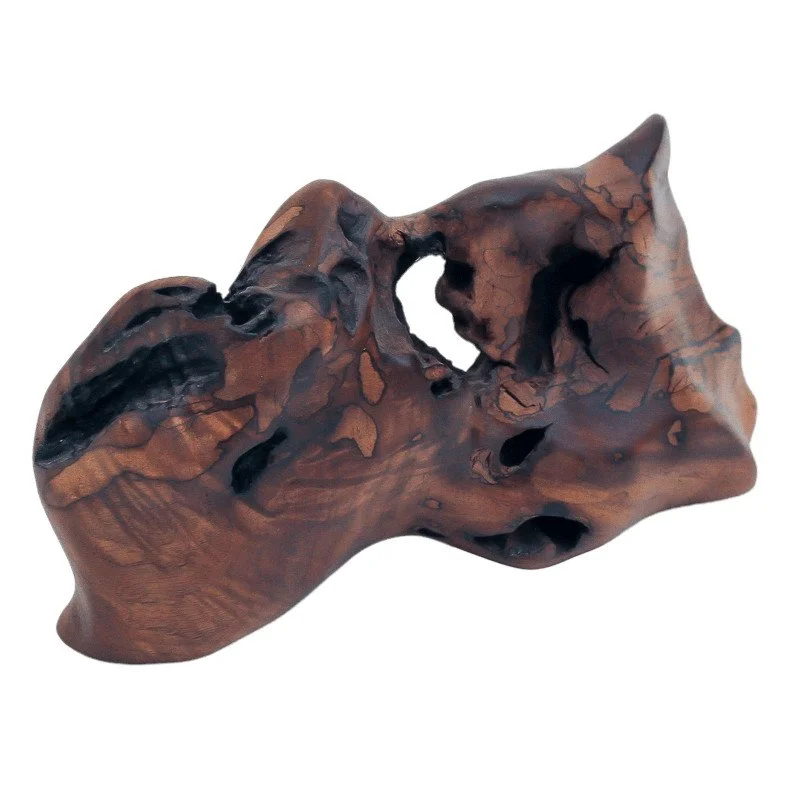 Walnut carving with knots and spalted grain pattern