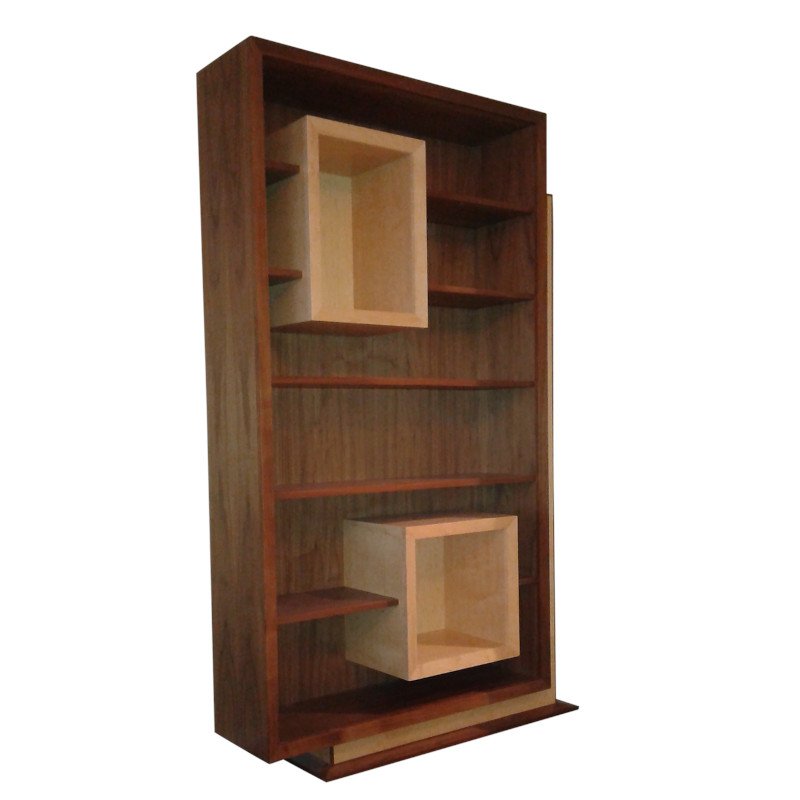 Custom made bookcase with walnut wood mid-century modern