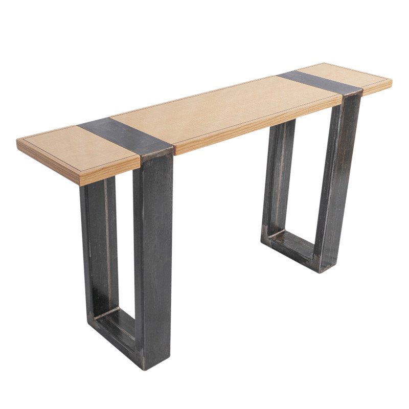 Custom made metal and wood side table