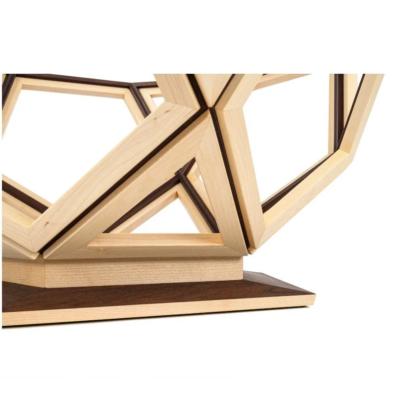 Close-up of a modern geometric coffee table.