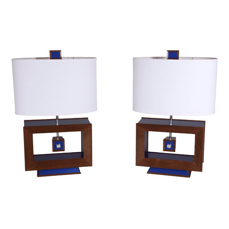 Custom made lamp with blue paint