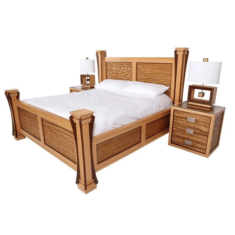 Custom bedroom set with matching night stands and lamps