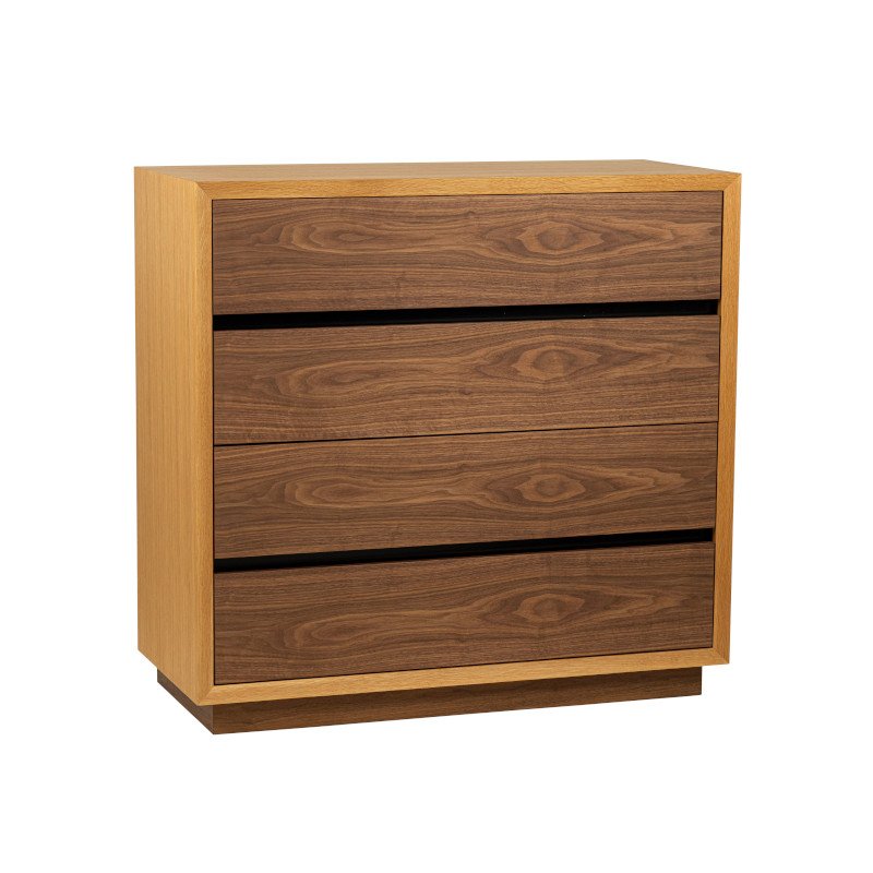 Custom made mid-century modern dresser with white oak and walnut.