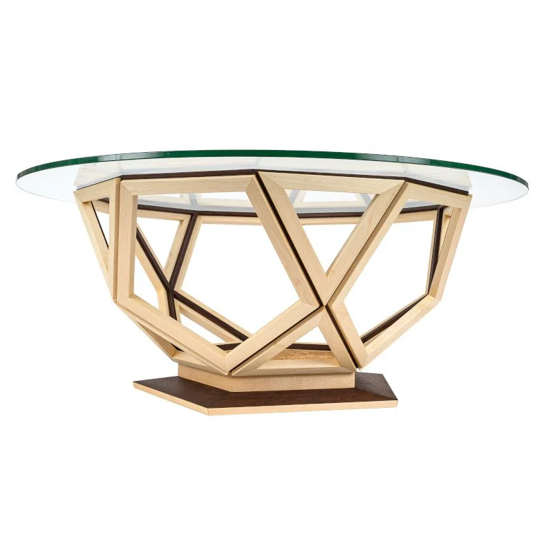 Custom made art furniture coffee table with geometric shapes