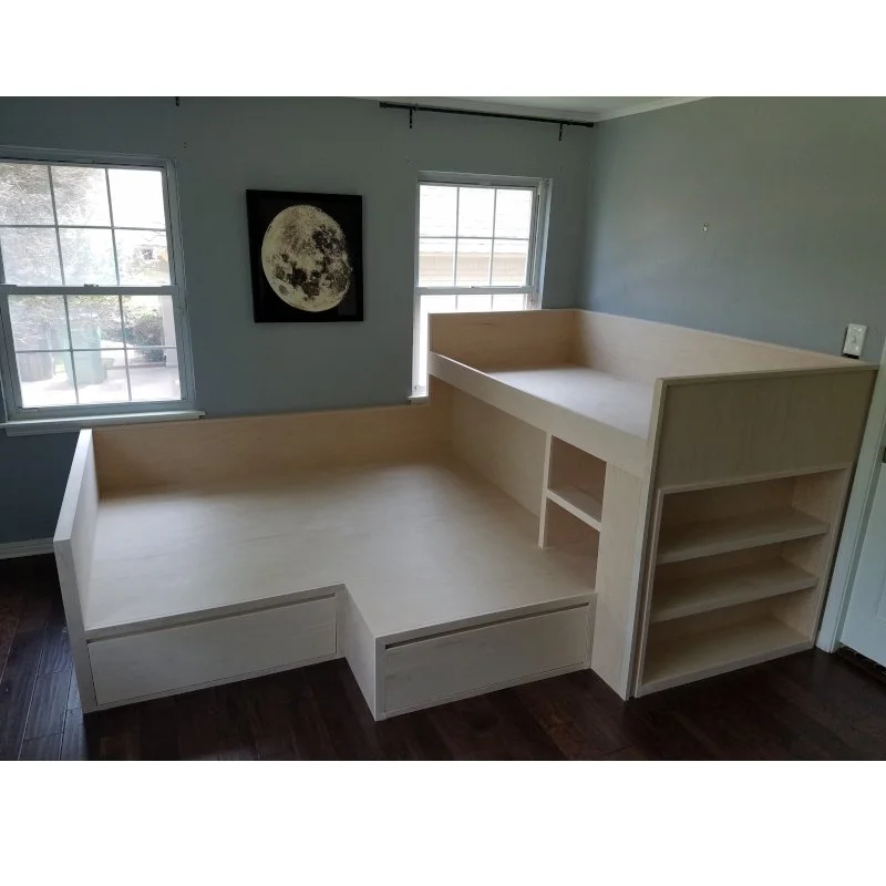 Built-in children's bed with bookcase