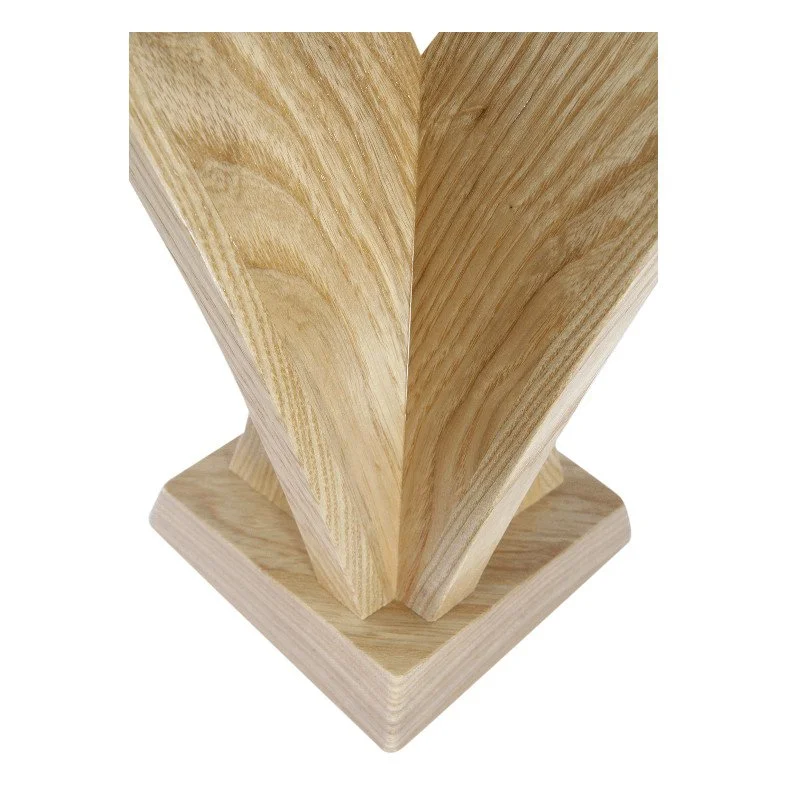 Close-up of a modern wooden coffee table leg.