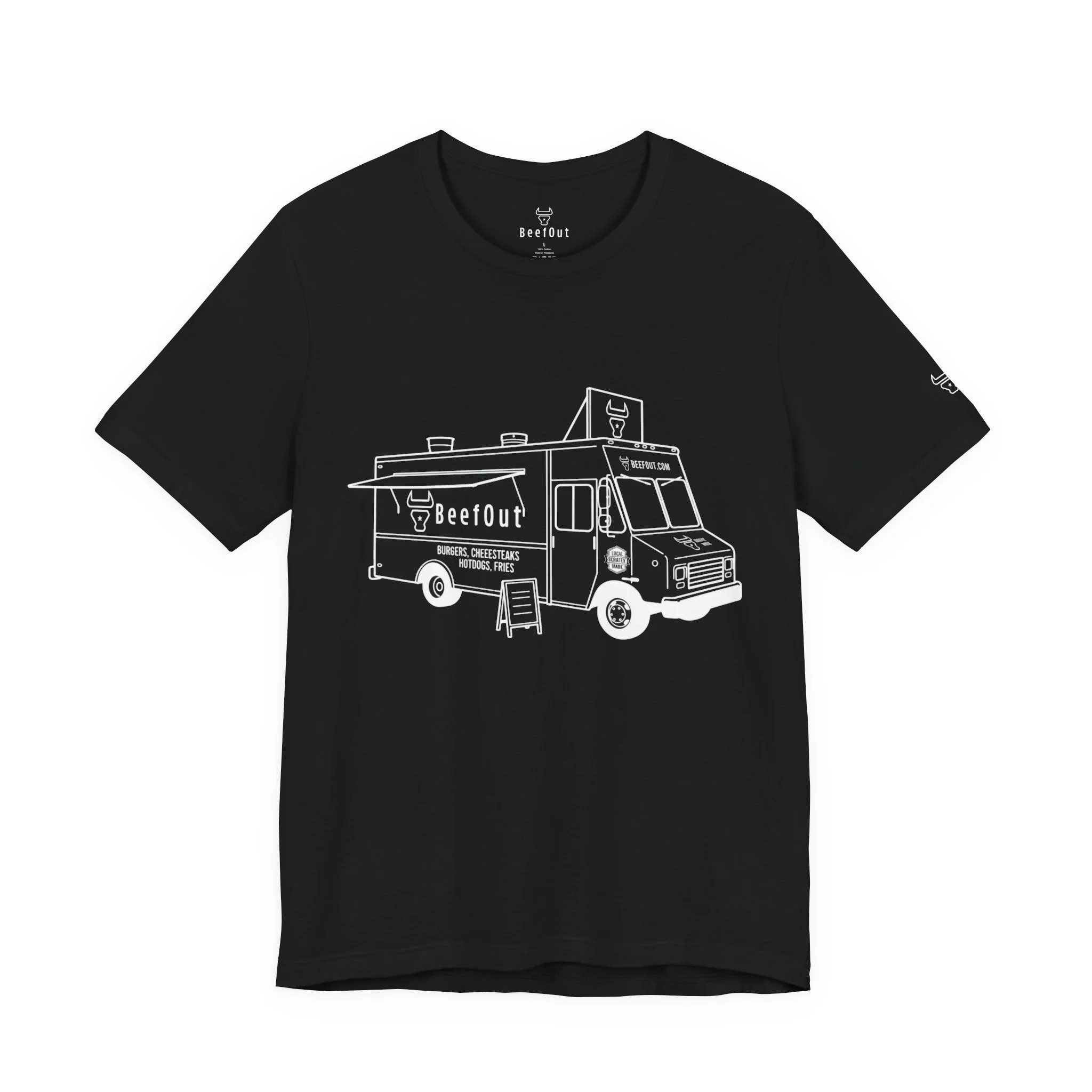 Food Truck Tee — Hand-Drawn Black & White Truck Graphic T-Shirt