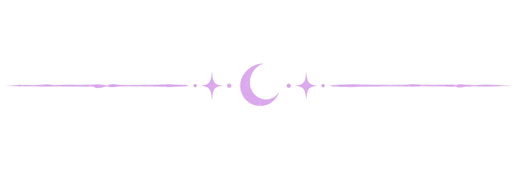 Decorative pastel crescent moon and star divider on a black background