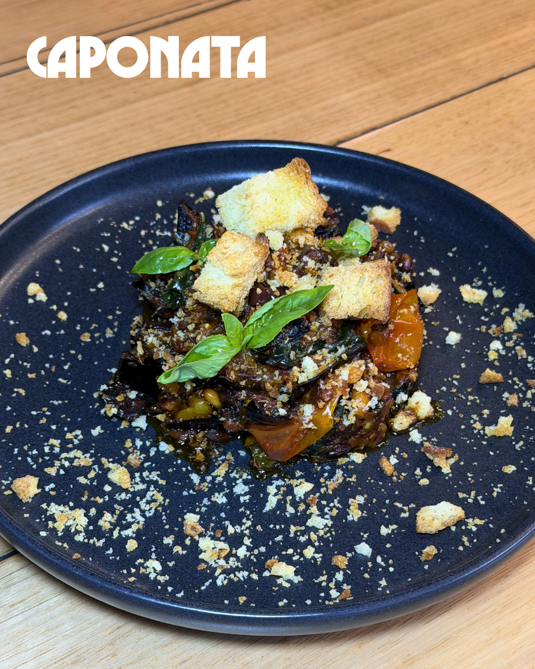 Classic Sicilian vegetable caponata with eggplant, capsicum and capers.