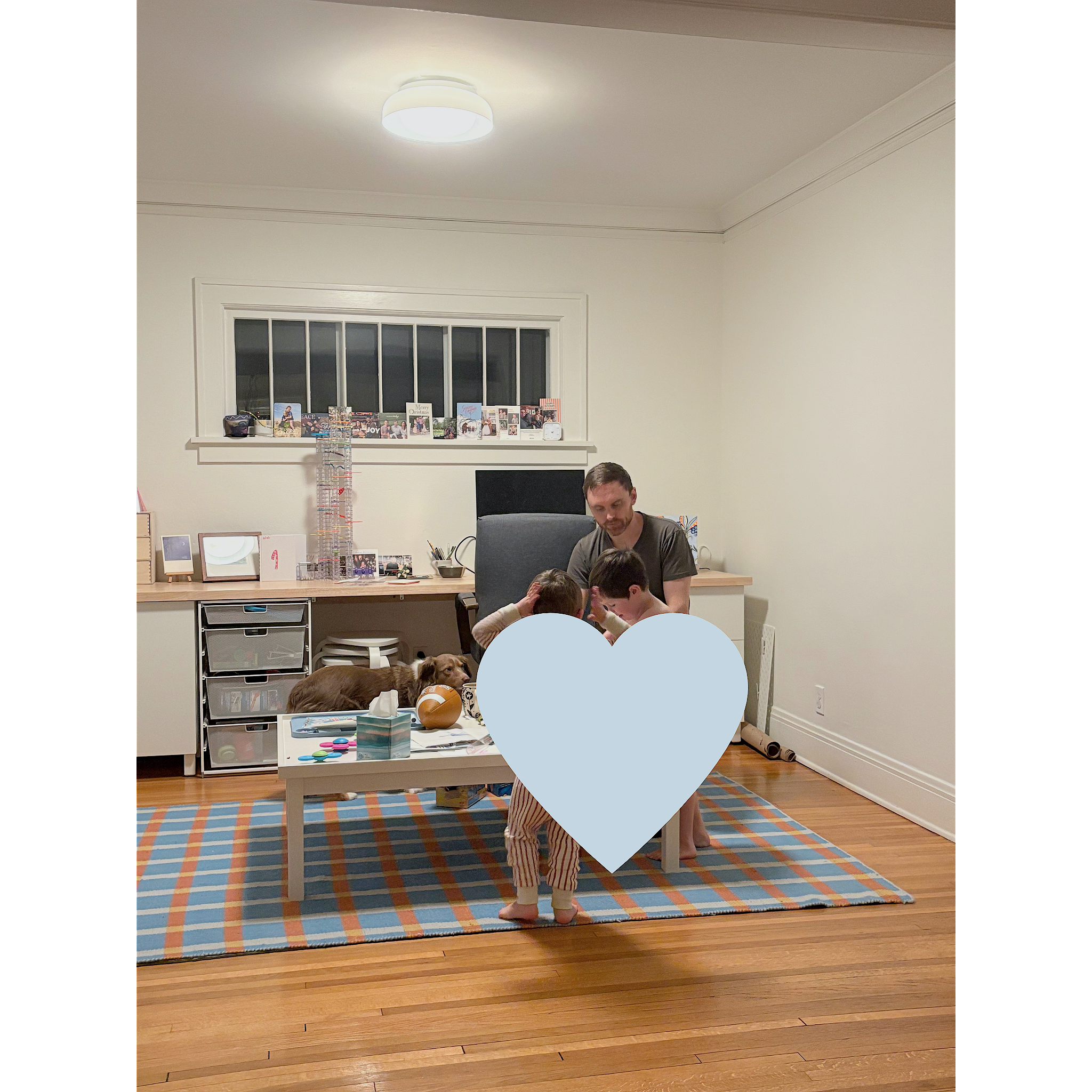 And, it functions seamlessly as a multifunctional space - home office during the day, and fun craft and game room at night.