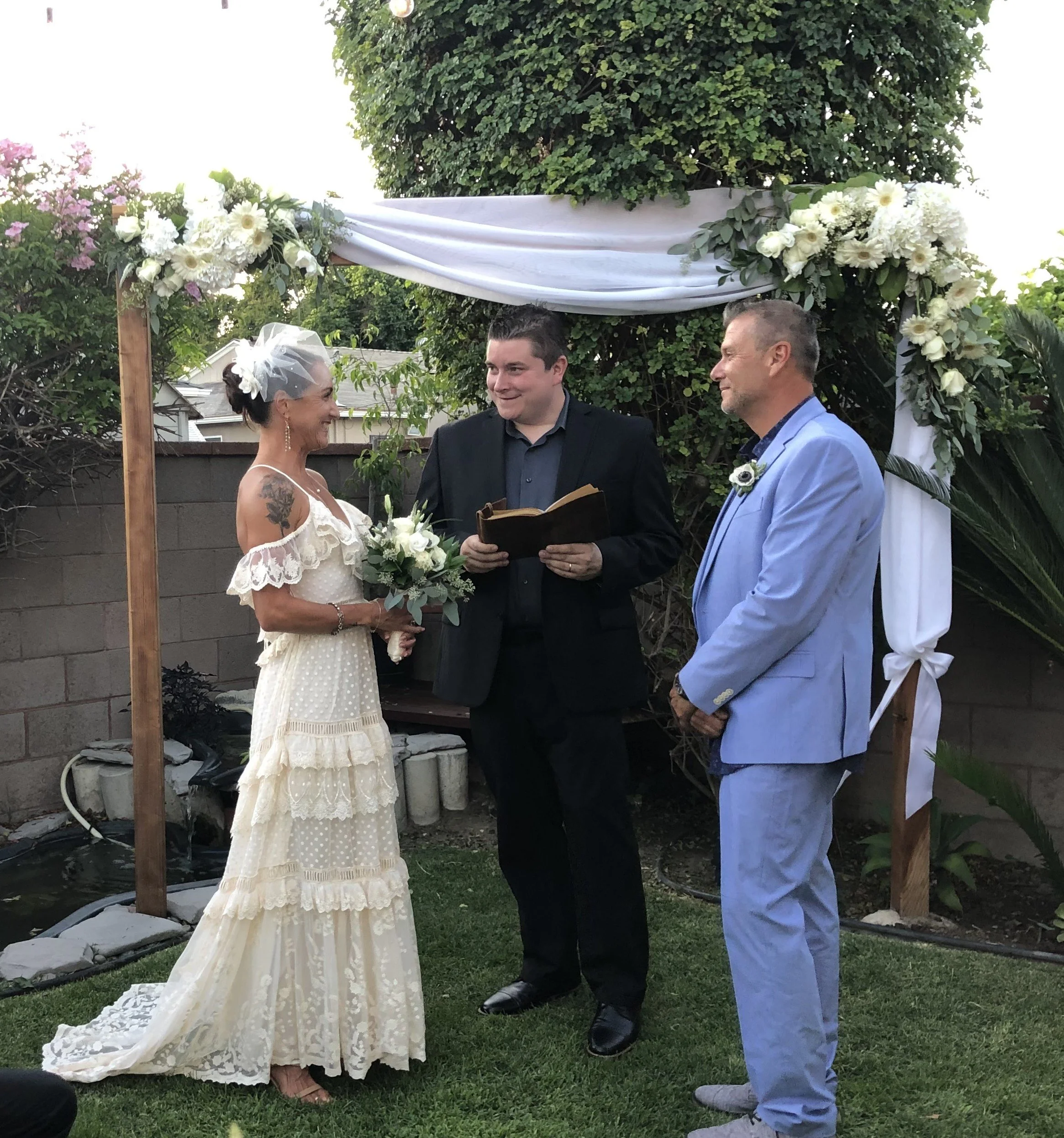 Bride and Groom with Reverend James