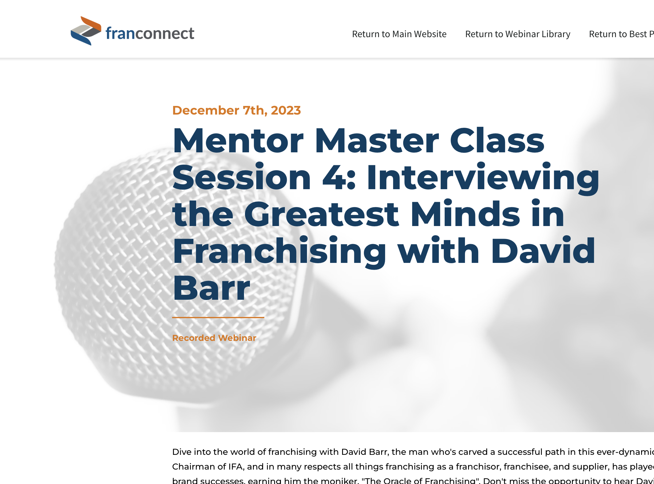 Interviewing the Greatest Minds in Franchising with David Barr