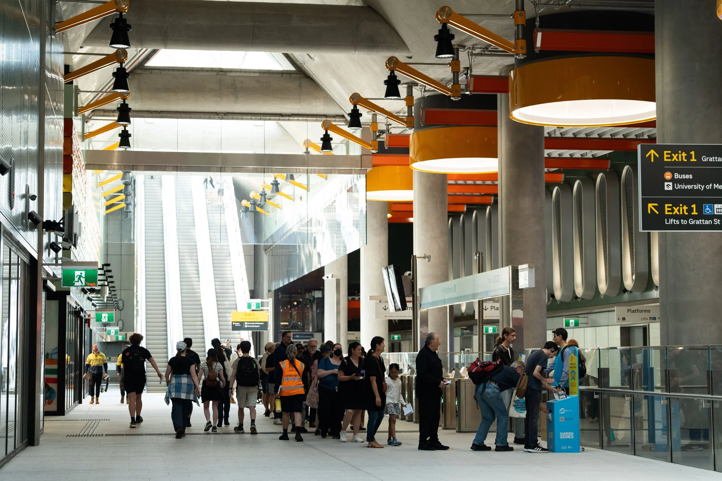 Patient passengers queue for the elusive stamp