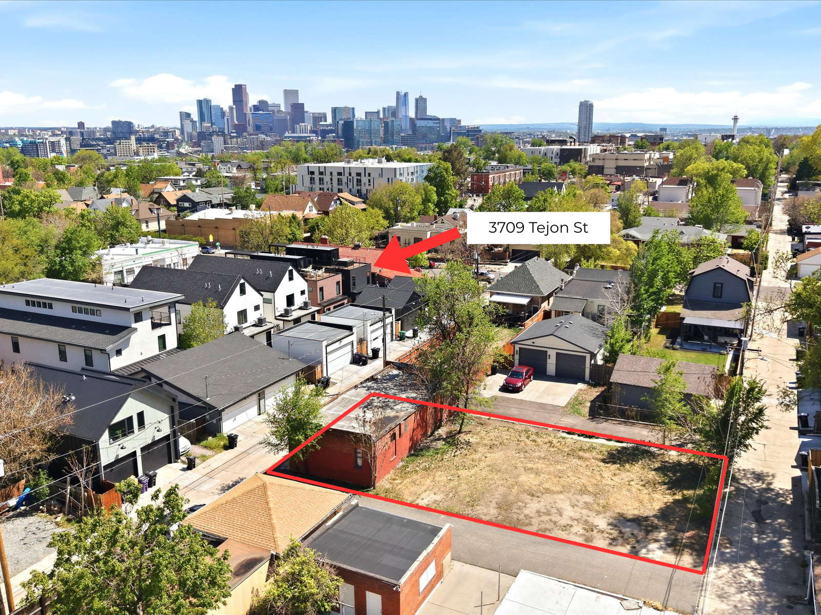 Development lot for sale at 3735 North Tejon Street in Denver, Colorado.