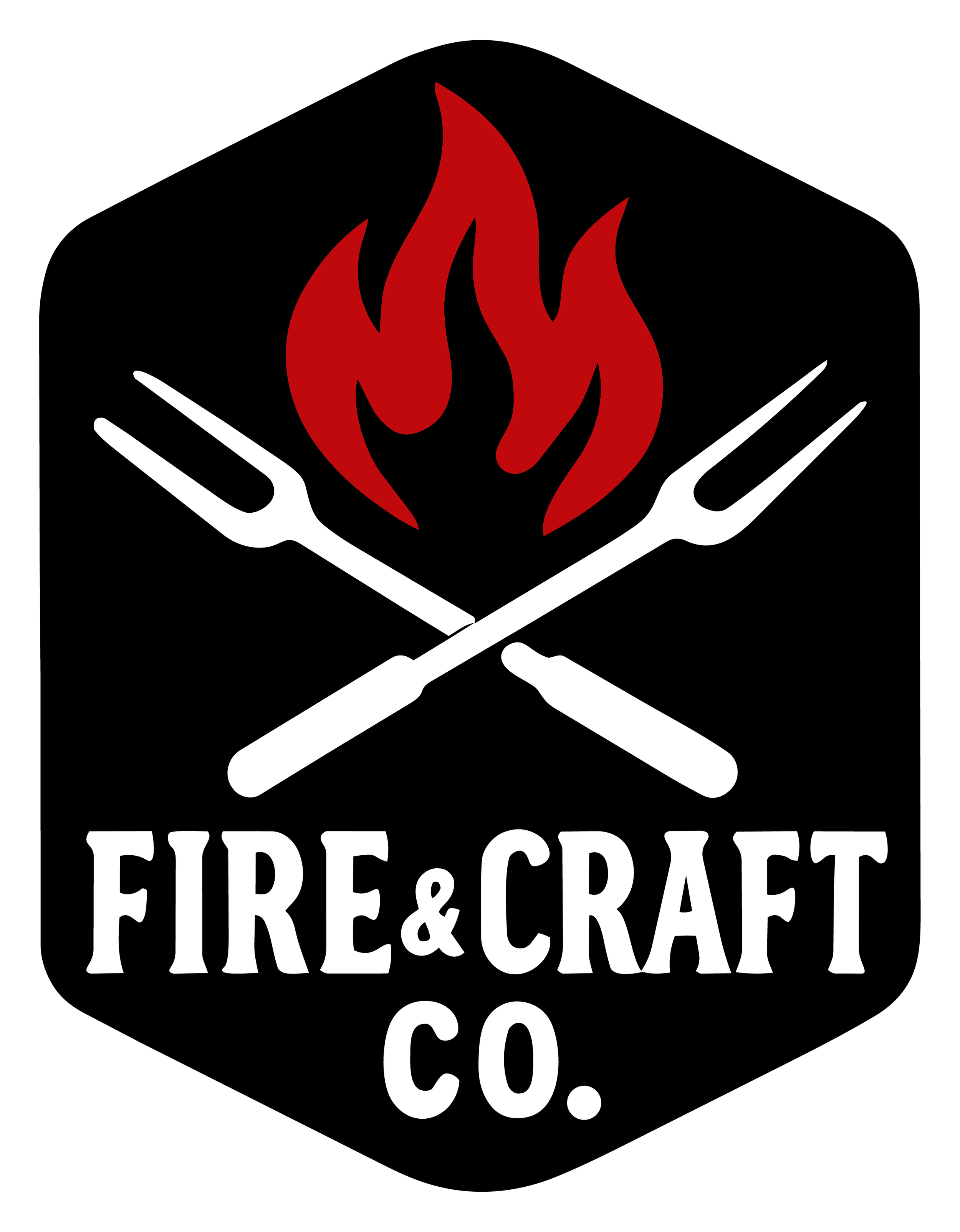 Fire & Craft Co. logo white with black background