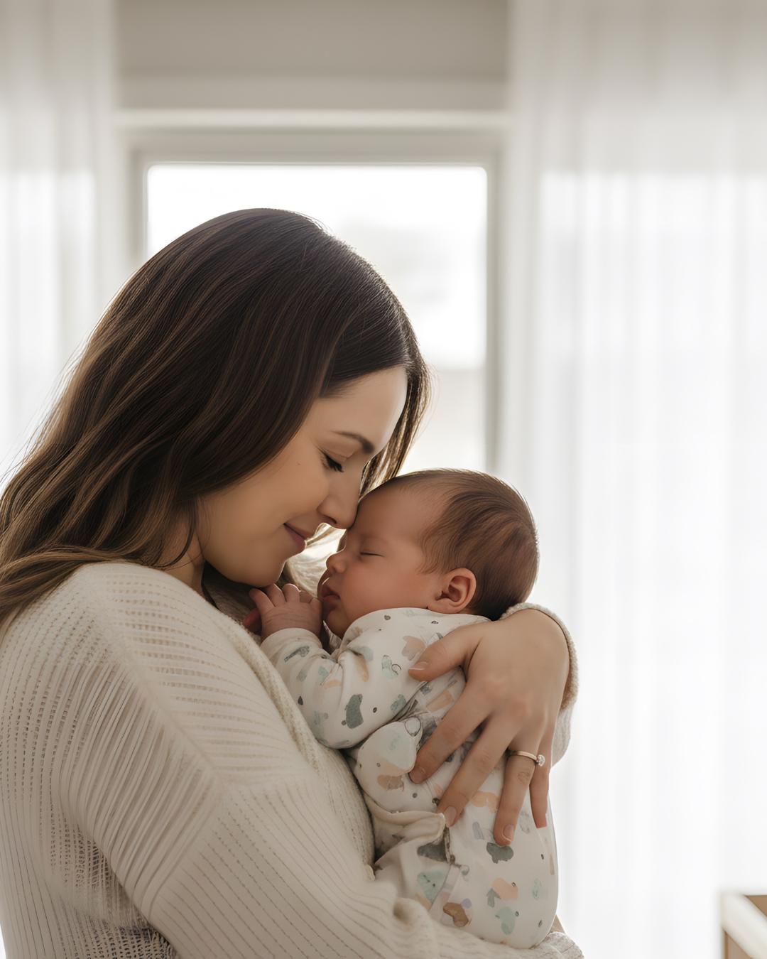 well rested mother and newborn baby