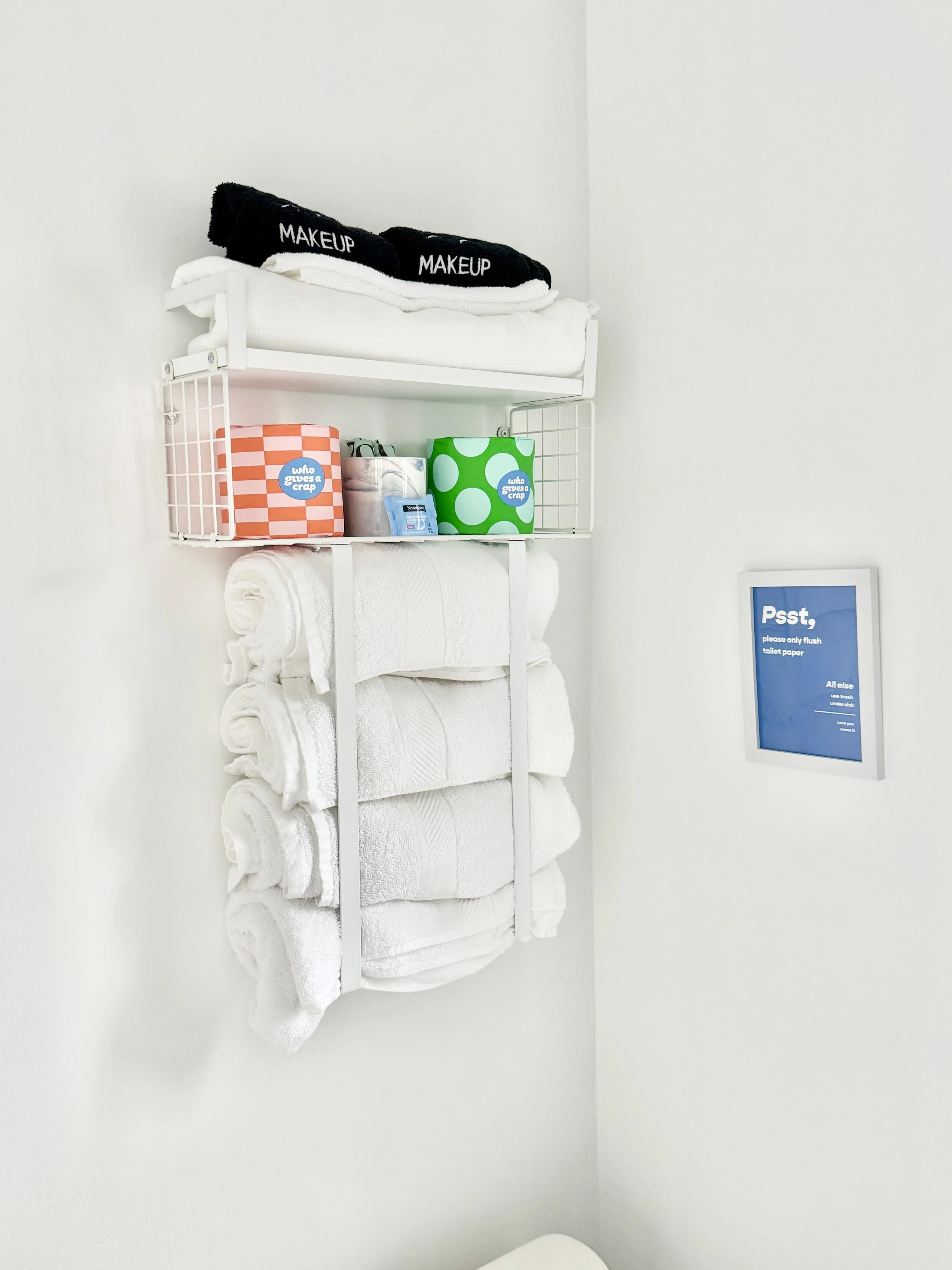 Four towels provided for two, make up towels, and all the linens you need.