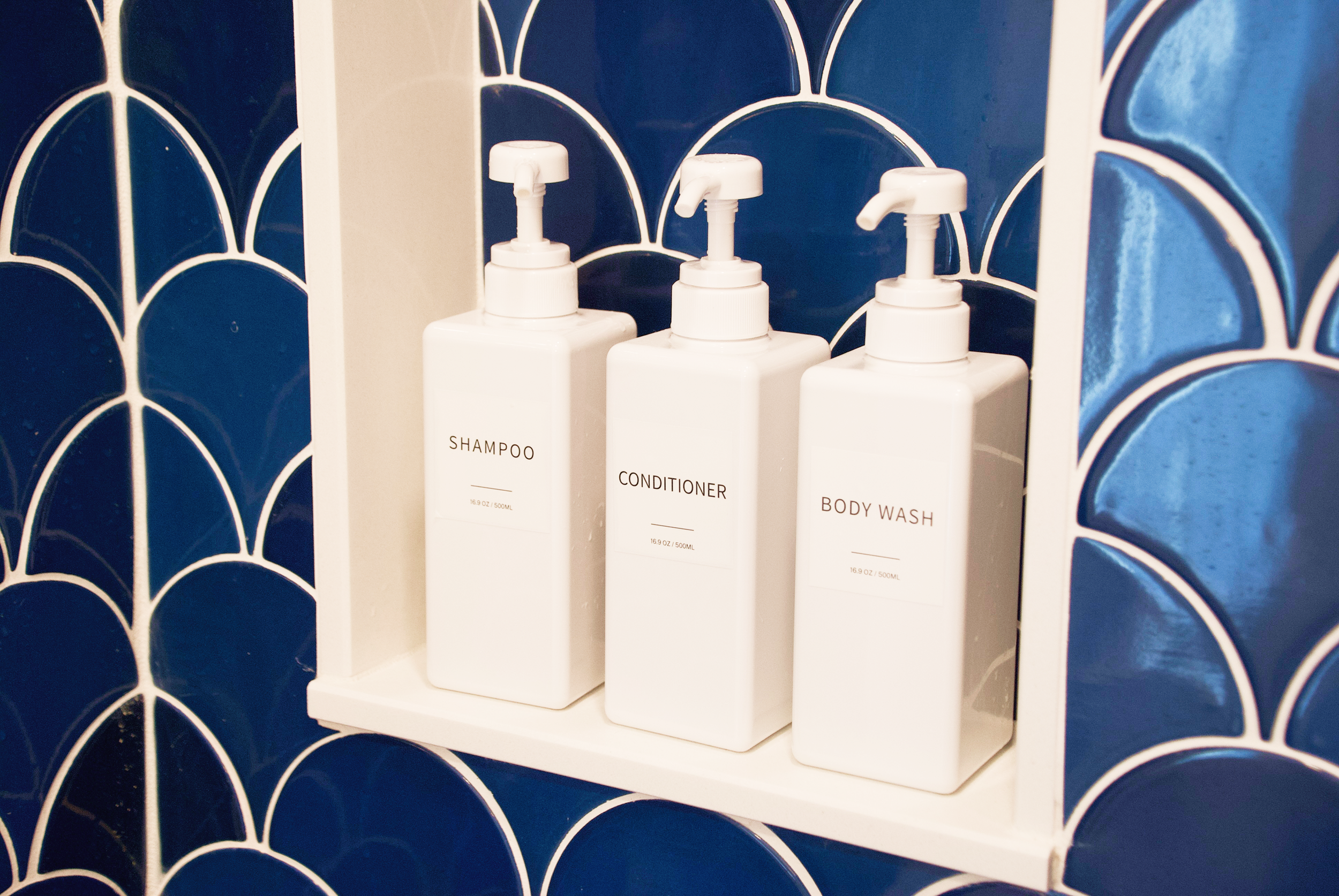 We provide you with Moroccan Oil shampoo, conditioner, and body wash.