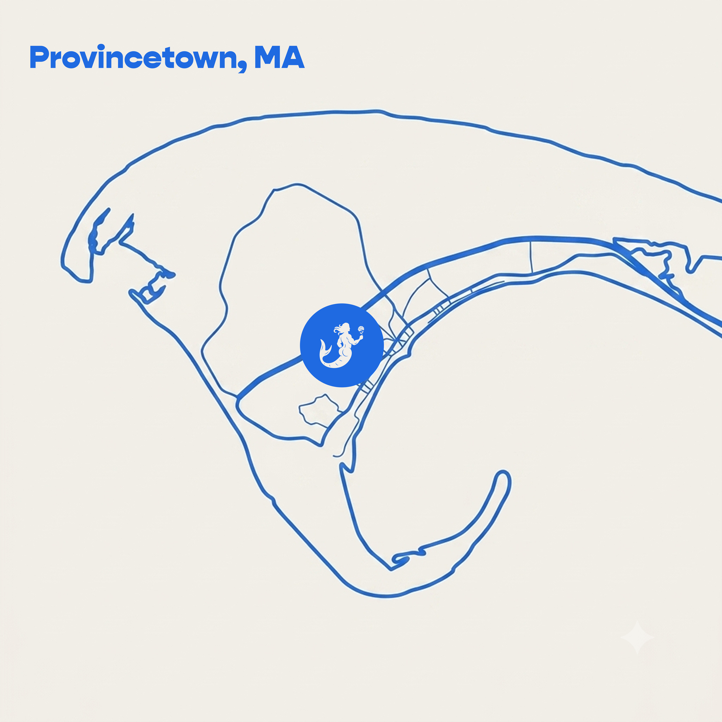 A map of Provincetown highlighting Little Gay Inn's premier location in the highly desired west end