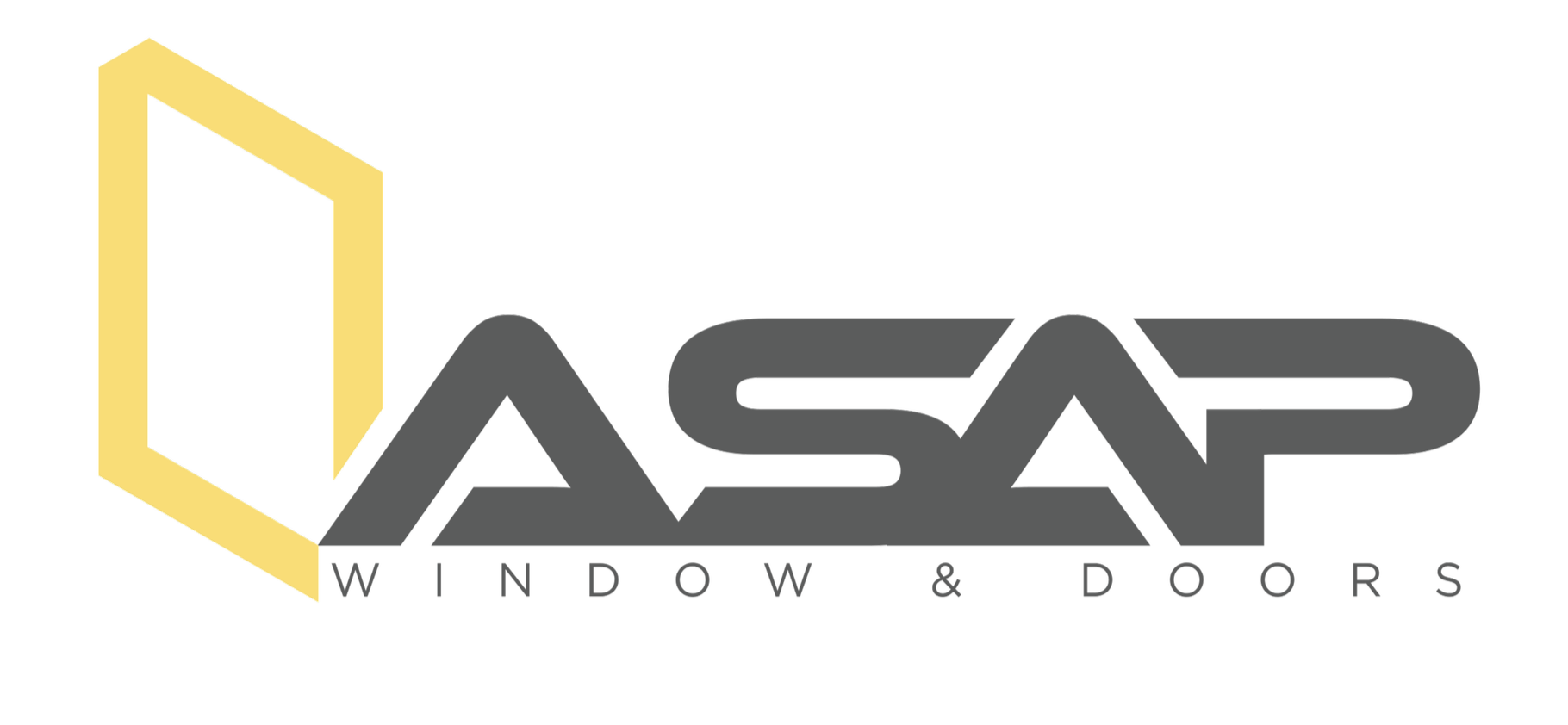 Logo for LASAP Windows & Doors featuring a stylized yellow window frame to the left and the company name in dark gray letters, with "WINDOW & DOORS" written underneath.