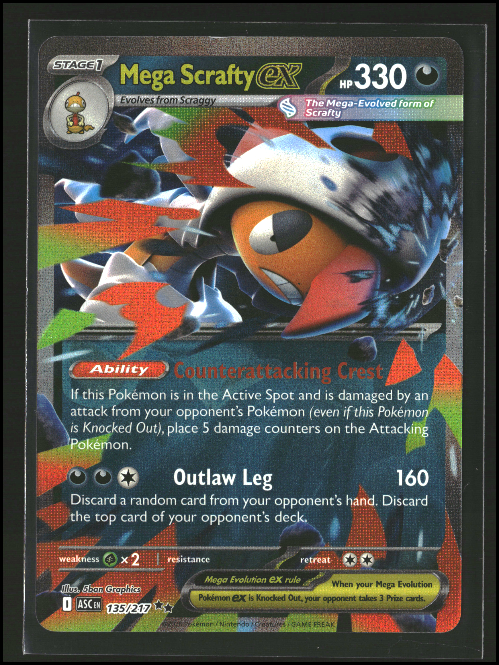 Mega Scrafty ex #135/217 | ME: Ascended Heroes | Pokémon