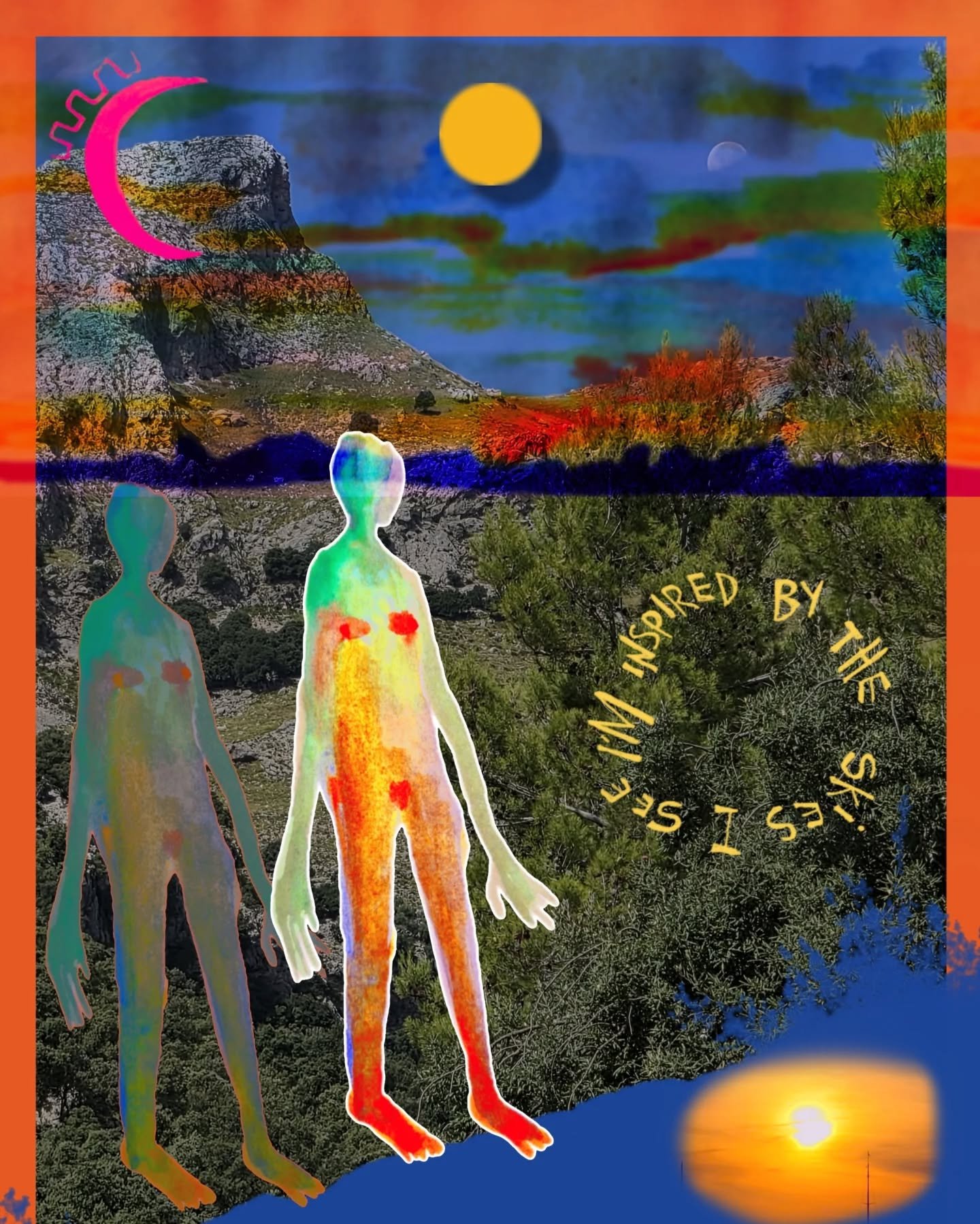 Little digital collage i made for an online workshop this morning to answer the question what inspires you? 
The first thing that came to mind was the skies ive seen this summer🌙