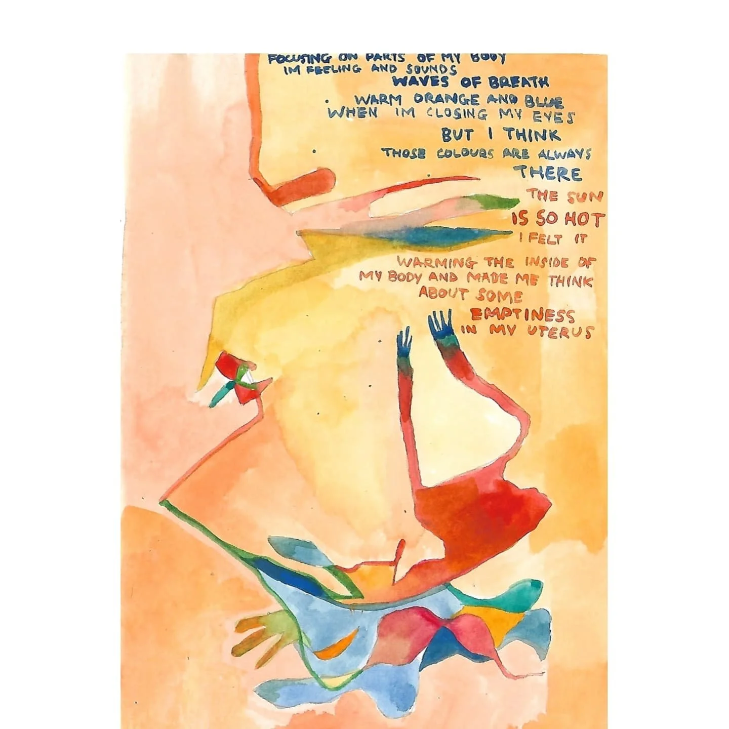 Intuitive drawing and writing in an attempt to feel 'grounded'
Watercolour paintings, 2025