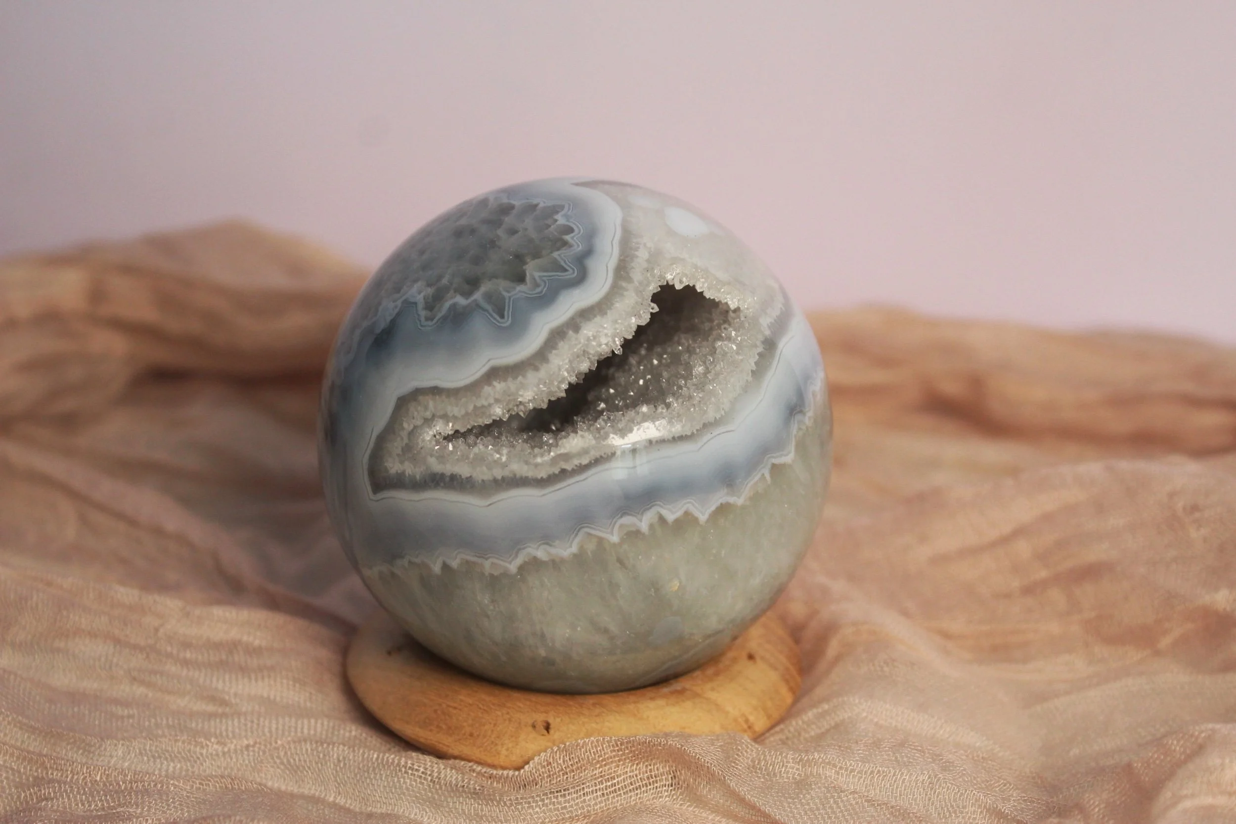 Icy Blue Druzy Agate Sphere