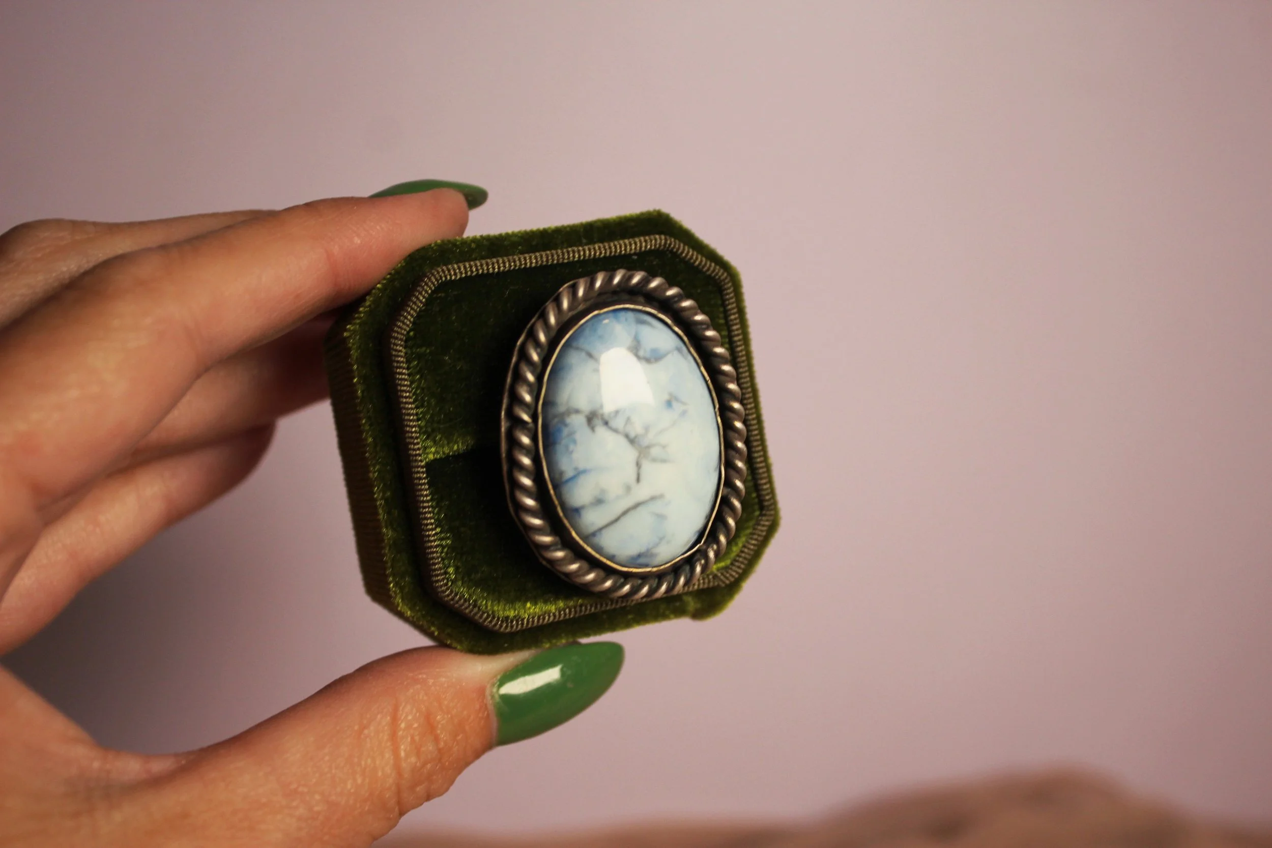 Lapis Howlite Statement Ring