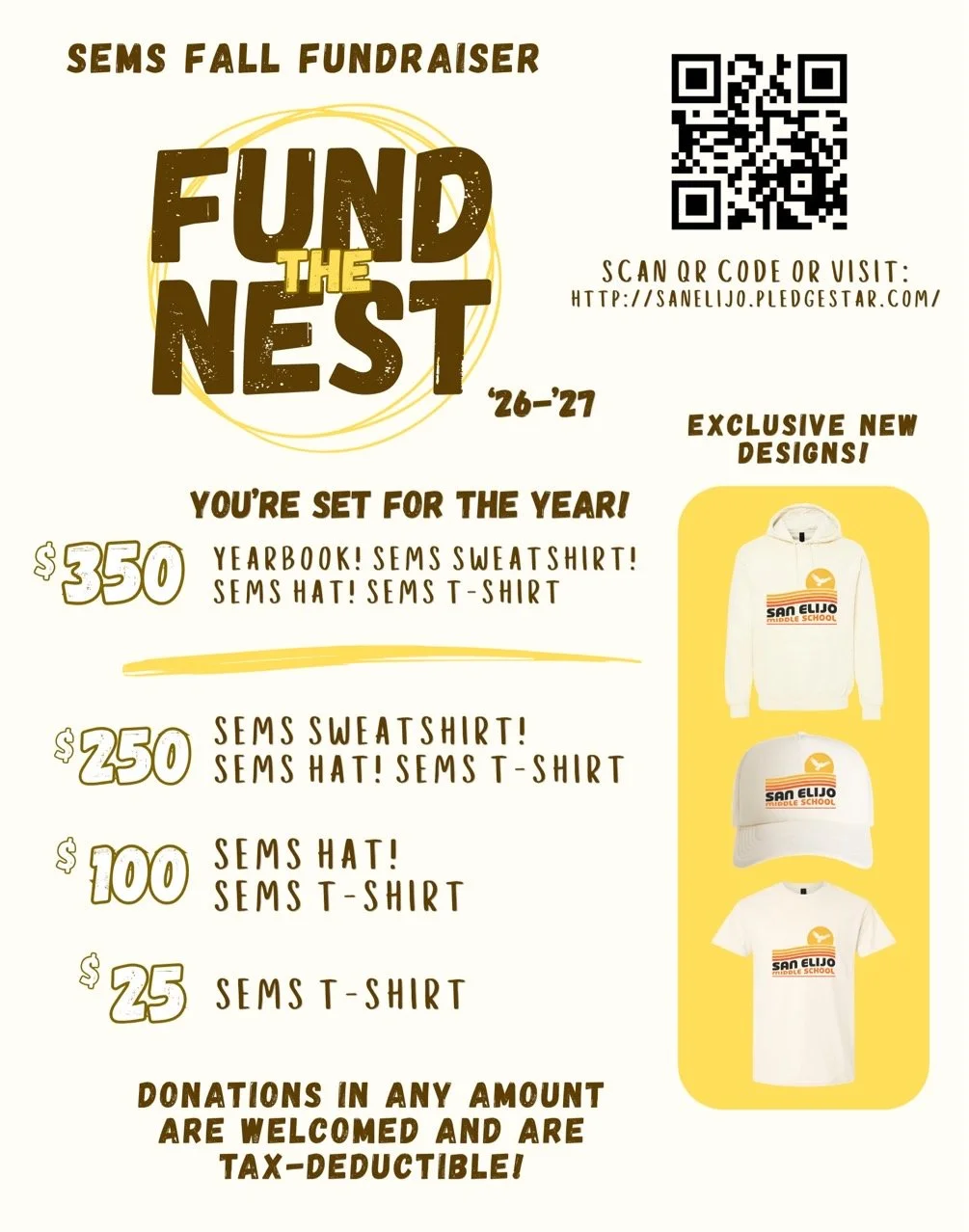 Fund the Nest Flyer for San Elijo Middle School PTO Fundraiser