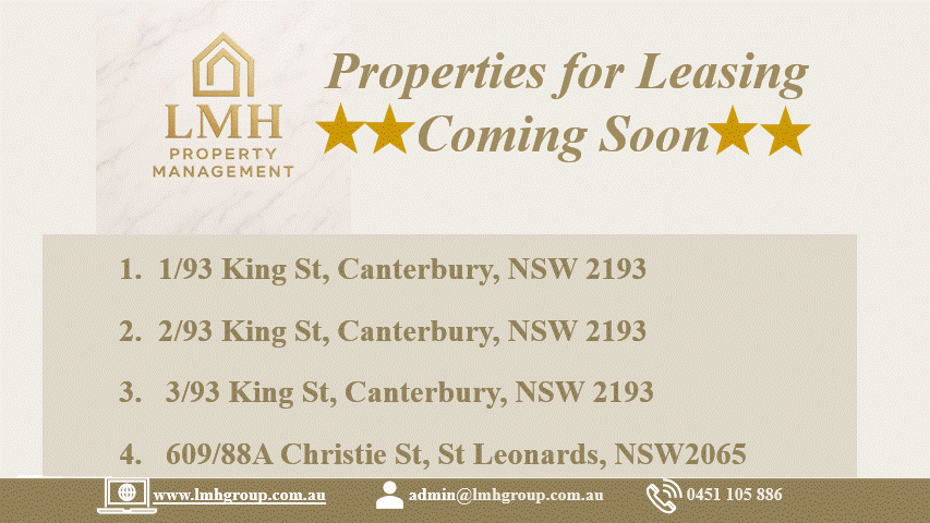 Properties for Leasing - Coming Soon