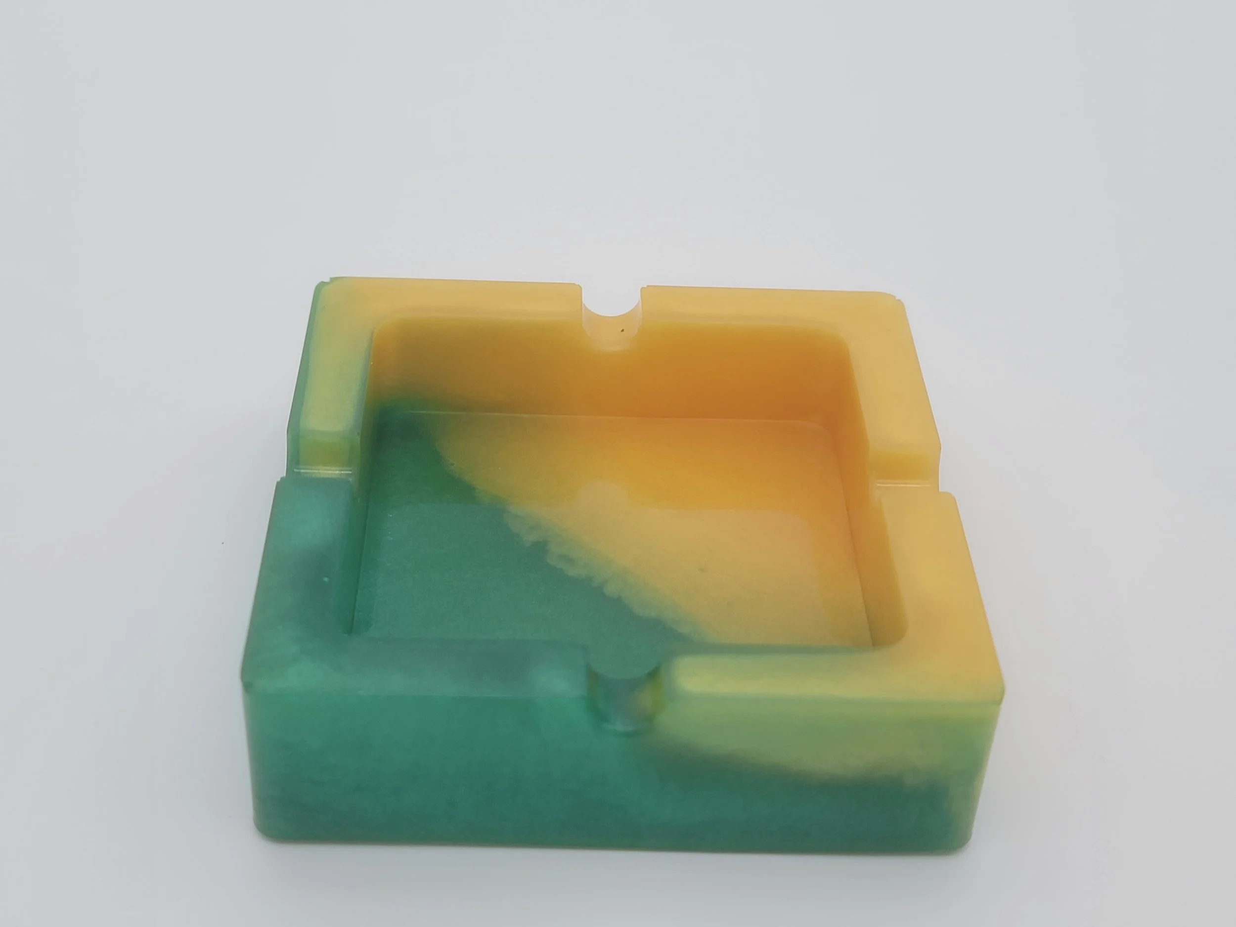 Elegant Epoxy Resin Ashtray (Green/Yellow)