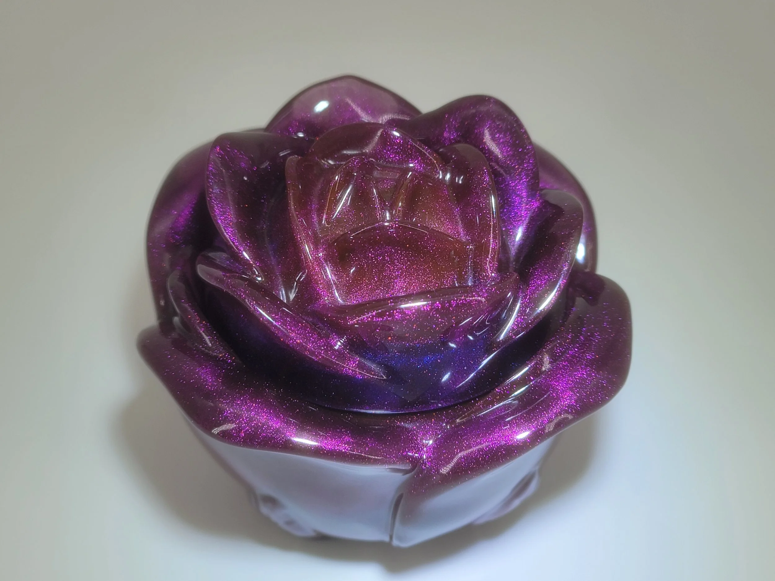 Elegant Purple Chrome Epoxy Resin Flower Jar