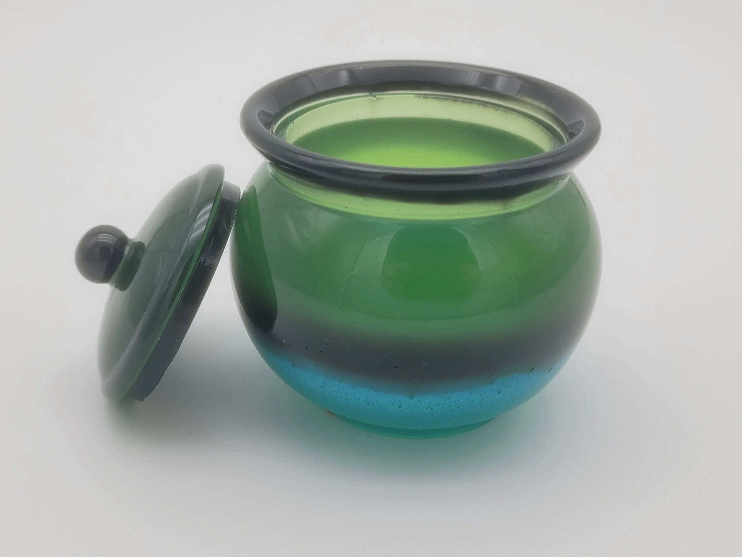 Elegant Green & Blue Epoxy Resin Jar
