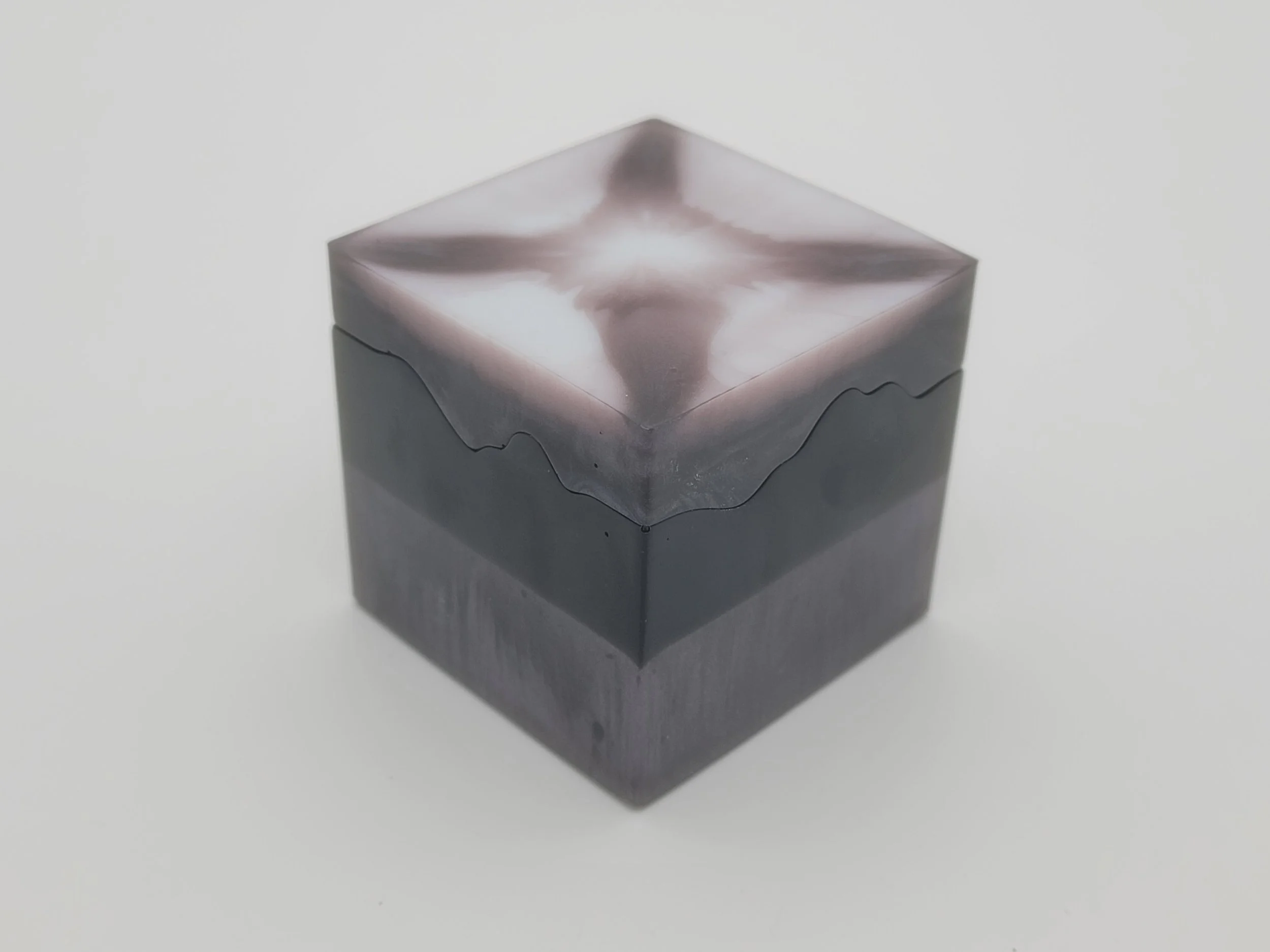 Elegant Black & White Epoxy Resin Cube Jar