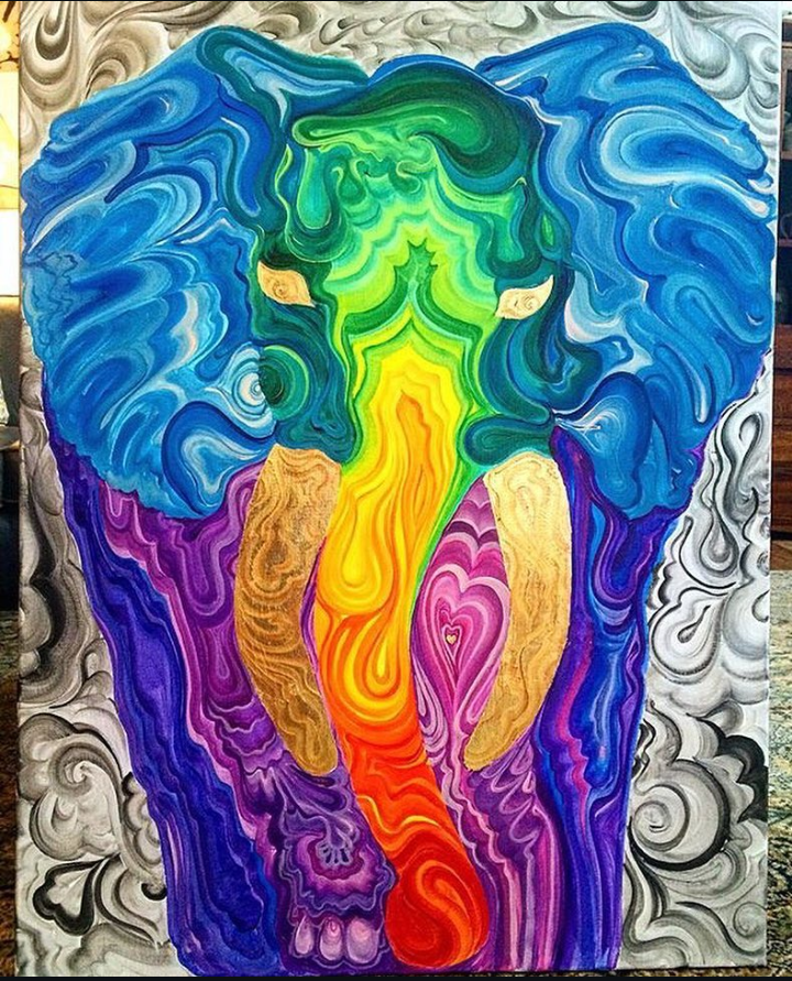 3'x4' acrylic elephant on stretched canvas. "Intention"
