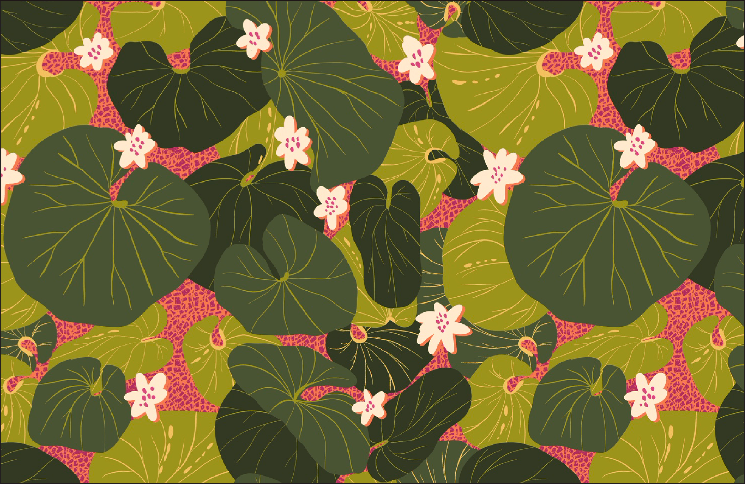 Luscious Plantarium hand-drawn botanical surface pattern
