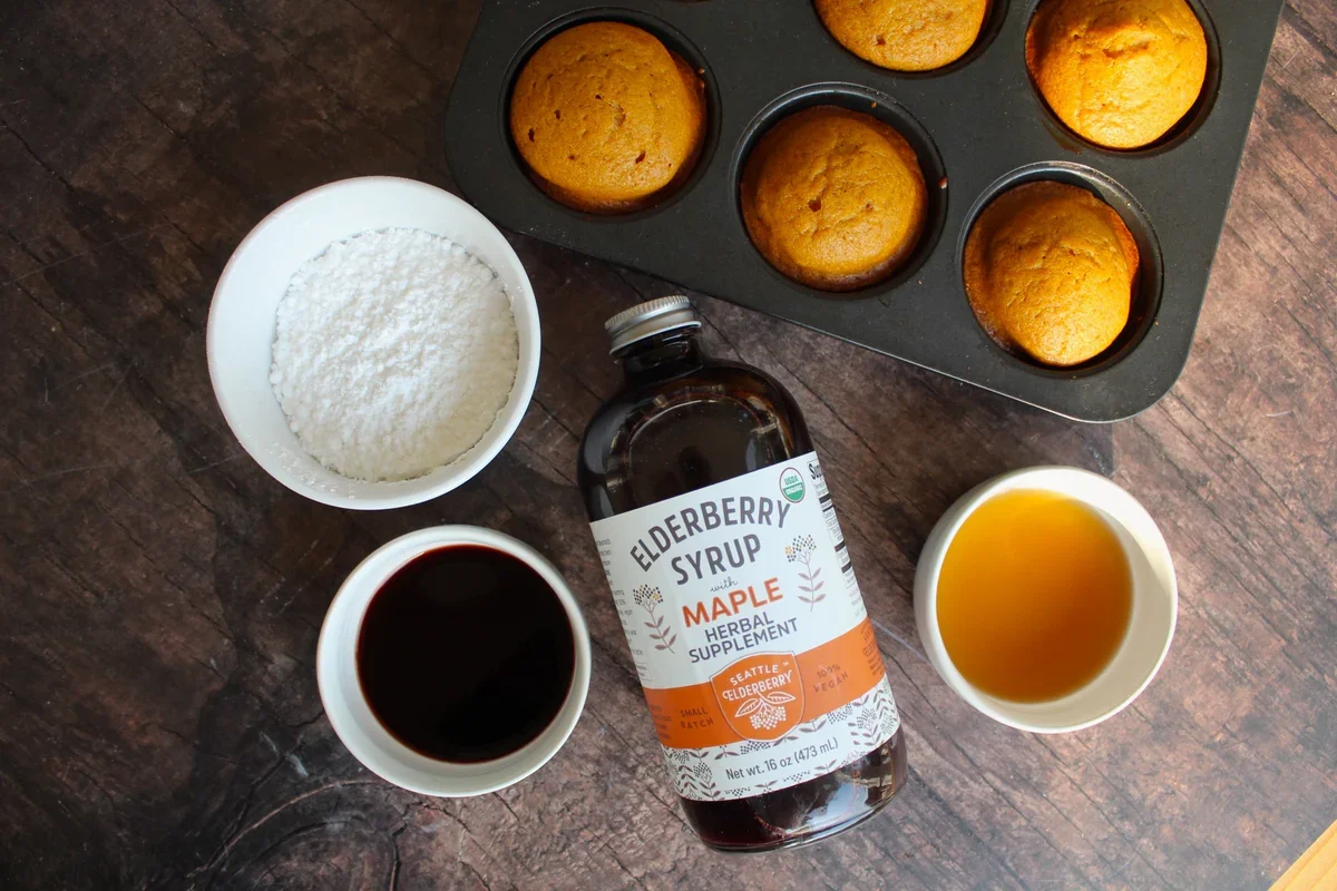 Pumpkin Muffins with Maple Elderberry Glaze