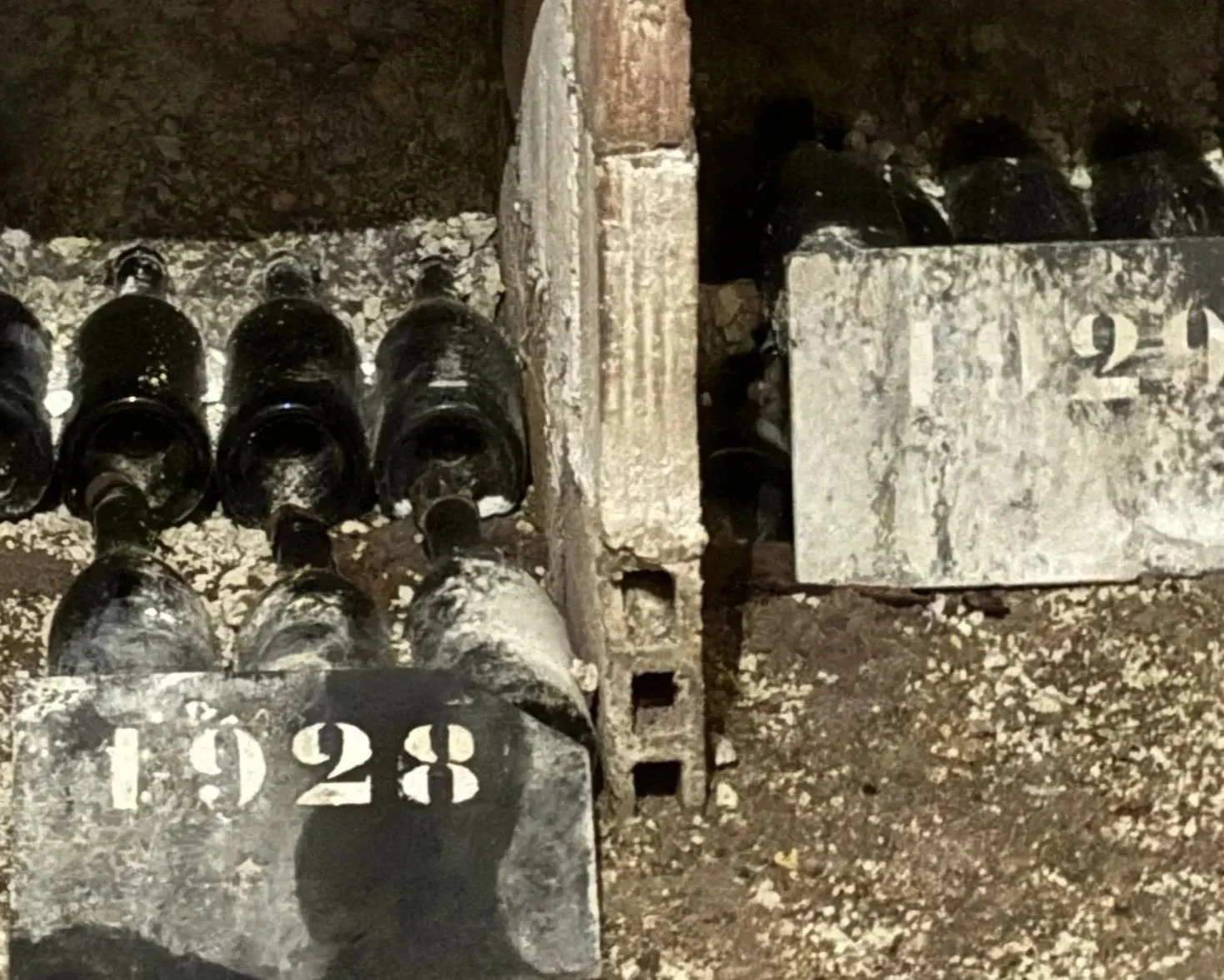 Private champagne cellar with bottles from 1929 and 1928