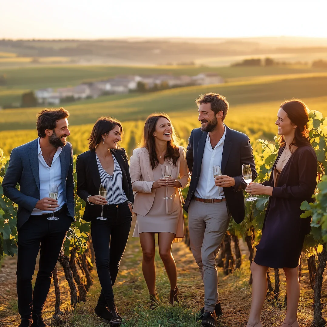 Champagne at sunset in Champagne