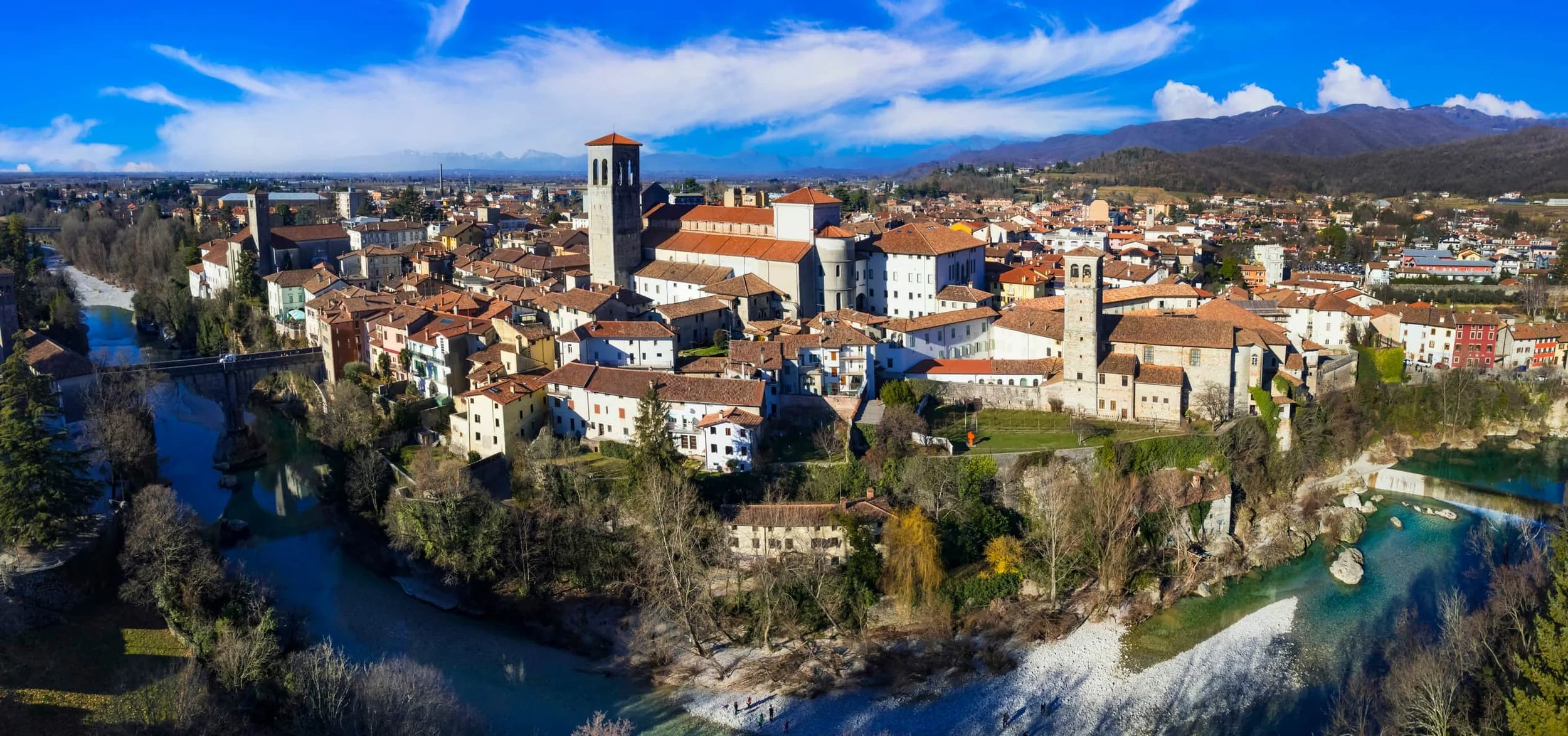 Cividale del Friuli in a bend of the Natisone River, Friuli-Venezia Giulia, Italy