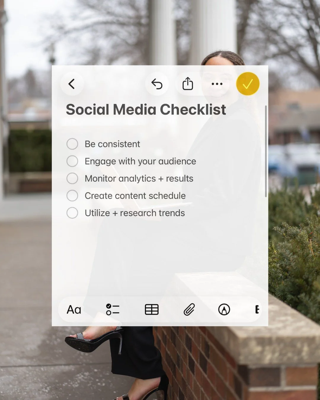 ✨ There's a lot of noise and opinions about what you should be doing on social media as a business. These 5 checklist items are the core things I've seen make a difference over time.

Social media doesn't need to be complicated! Start here, stay cons