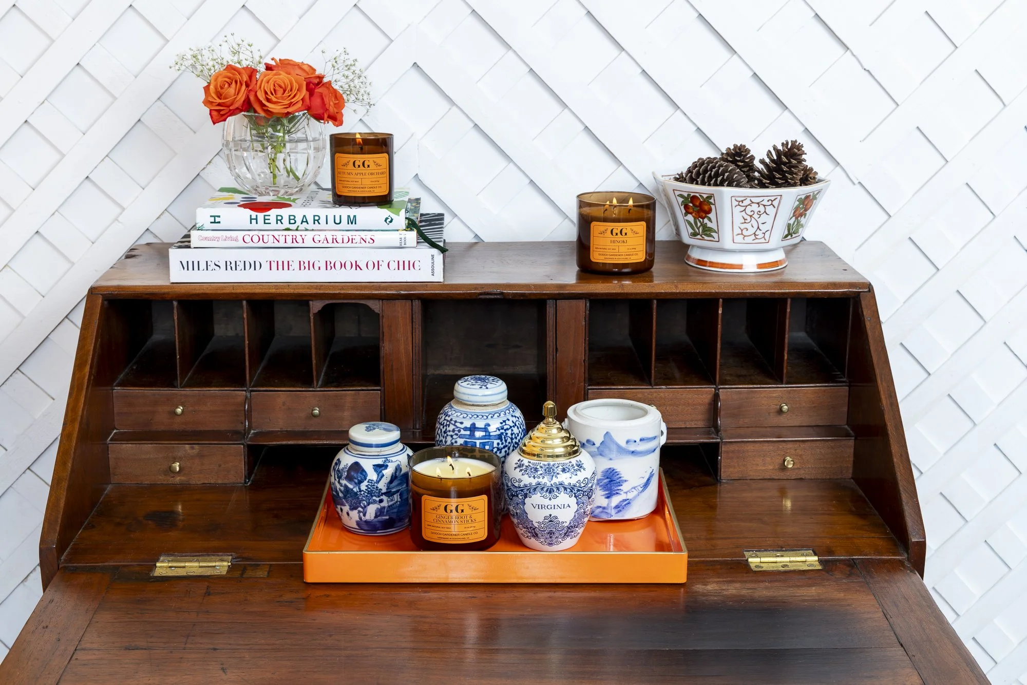 Styled commercial product photography for Gooch Gardener Candle Co.