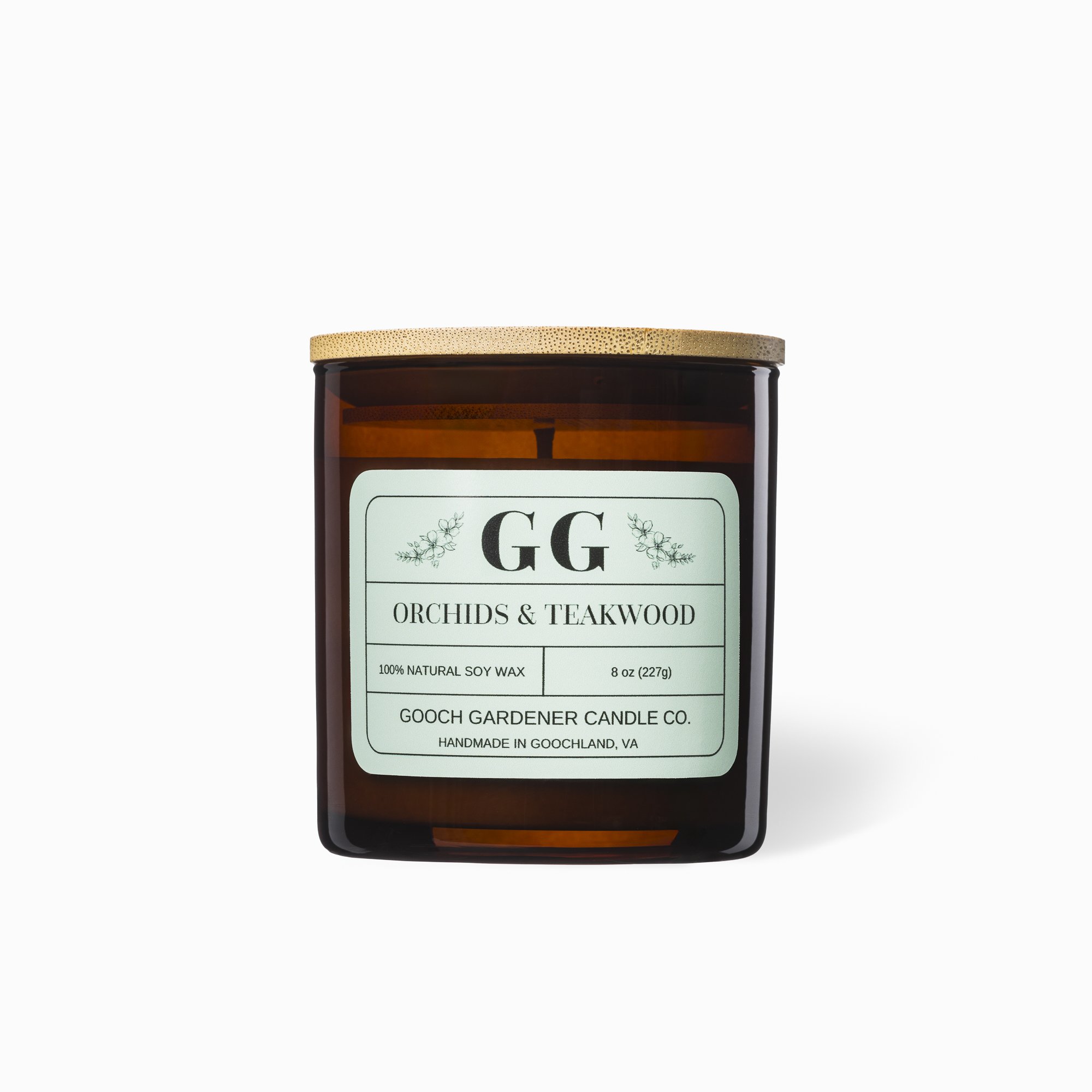 Styled commercial product photography for Gooch Gardener Candle Co.