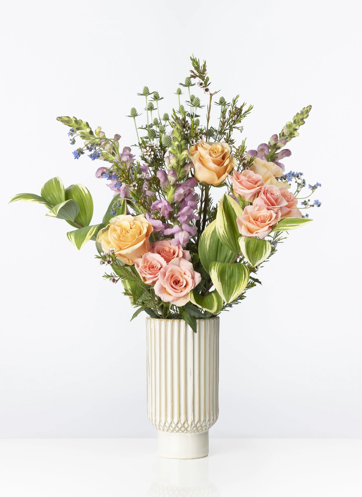 Commercial product photography of a flower arrangement for flower shop, Hedge Fine Blooms, in Charlottesville, Virginia.